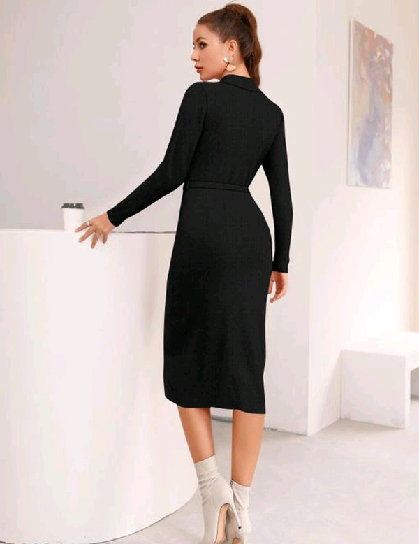 YSS Full Sleeve Round Neck Stretchable Knee Length Trending Western One Piece - XS