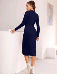 YSS Full Sleeve Round Neck Stretchable Knee Length Trending Western One Piece - S