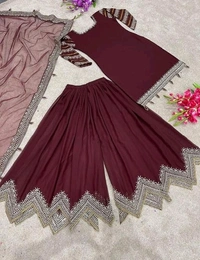 YSS Attractive Georgette Sharara - Free Size
