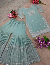 YSS Georgette Designer Kurta Set With Dupatta  - M