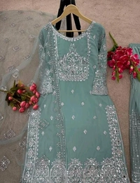 YSS Georgette Designer Kurta Set With Dupatta  - Xl