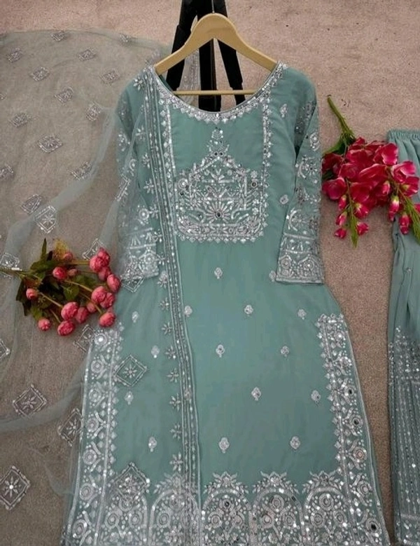 YSS Georgette Designer Kurta Set With Dupatta  - Xl