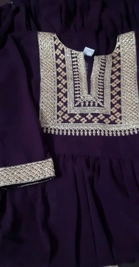 YSS Yoke Embroidered Tiered Georgette Ethnic Dress  - S