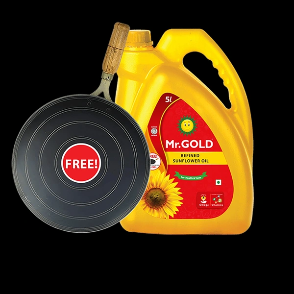 Mr Gold Mr.Gold Refined Sunflower 5L Can + Free Iron Dosa Tawa Worth Rs.250 !!! - 5L