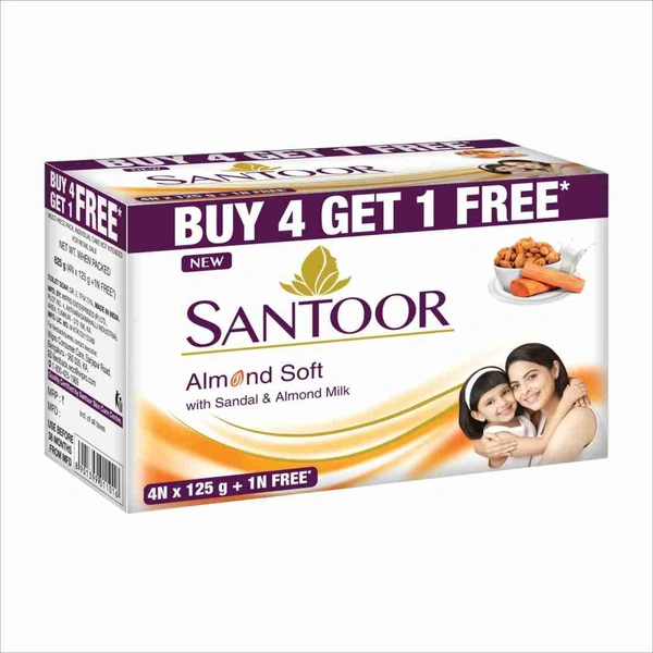 Santoor Sandal & Almond Milk Soap (4 × 125 g)