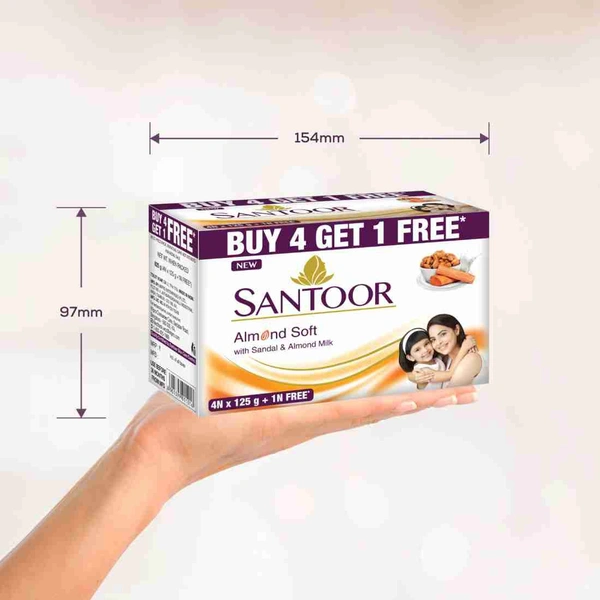 Santoor Sandal & Almond Milk Soap (4 × 125 g)
