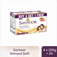 Santoor Sandal & Almond Milk Soap (4 × 125 g)