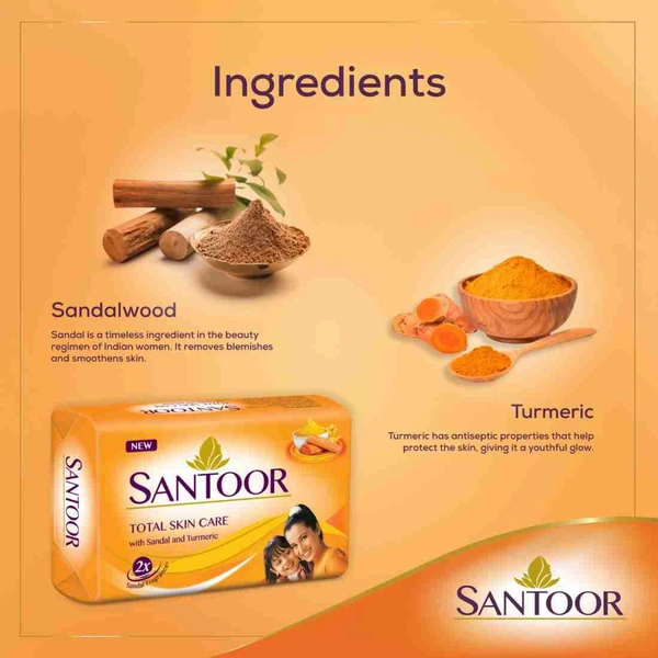 Santoor Sandal & Turmaric Soap (8 × 125 g)