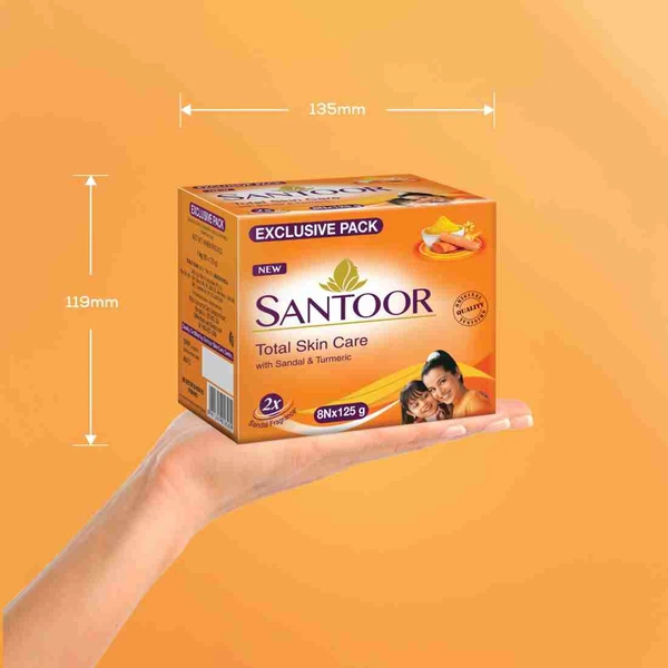 Santoor Sandal & Turmaric Soap (8 × 125 g)