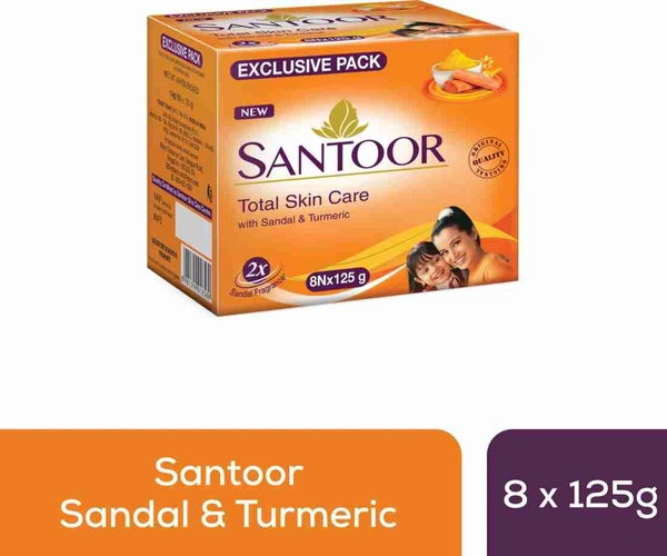 Santoor Sandal & Turmaric Soap (8 × 125 g)