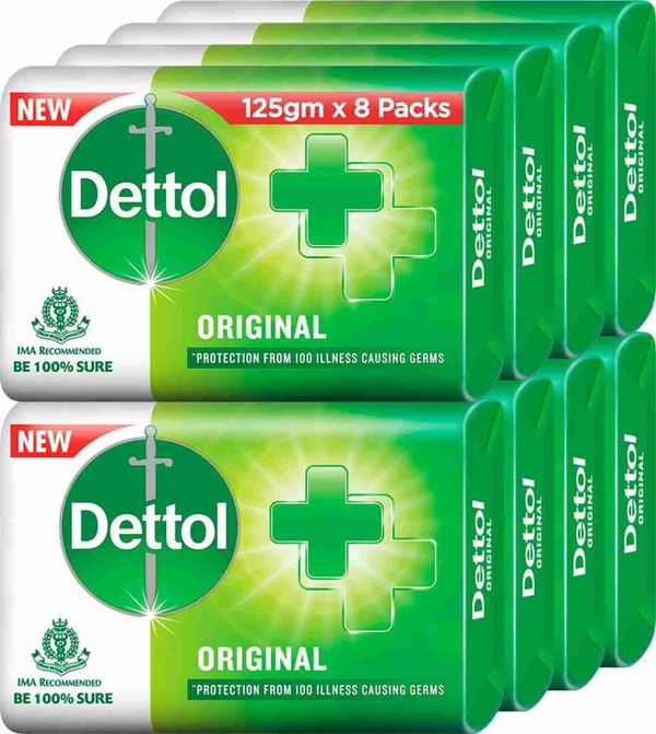 Dettol Bathing Soap Bar, Original (8 × 125 g)