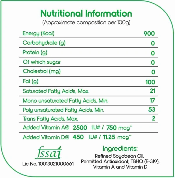 Fortune Refined Soyabean Oil Pouch (1 L)