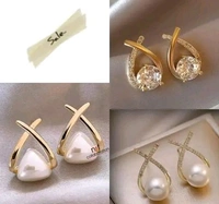 Korean style cross Pearl stud earrings cross stone study earrings for all girls and women
Name: Korean style cross Pearl stud earrings cross stone study earrings for all 