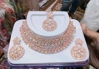 Rose gold necklace set with earrings 
Name: Rose gold necklace set with earrings 
Base Metal: Alloy
