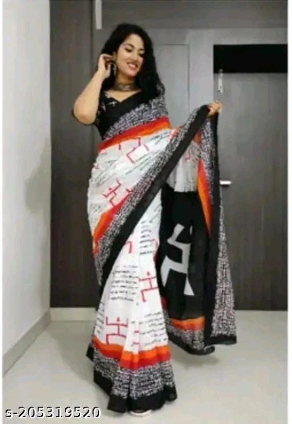 Jaipuri Hand Block Printed Soft Cotton Mulmul Saree ,Sanganeri Cotton Malmal Saree, Bagru Cotton Saree, Batic / Batik Print Cotton saree In Super Fine 92*80 Fabric Quality With Attached Blouse Piece for Woman

