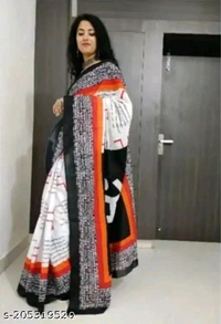 Jaipuri Hand Block Printed Soft Cotton Mulmul Saree ,Sanganeri Cotton Malmal Saree, Bagru Cotton Saree, Batic / Batik Print Cotton saree In Super Fine 92*80 Fabric Quality With Attached Blouse Piece for Woman

