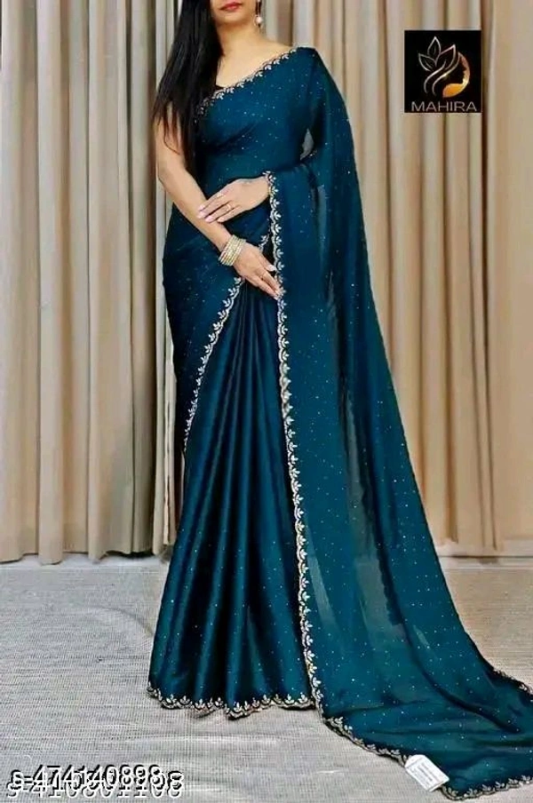new design fancy saree with swarovski diamond (hotfix diamond )work party wear & fastive wear saree With hot fix Blouse
