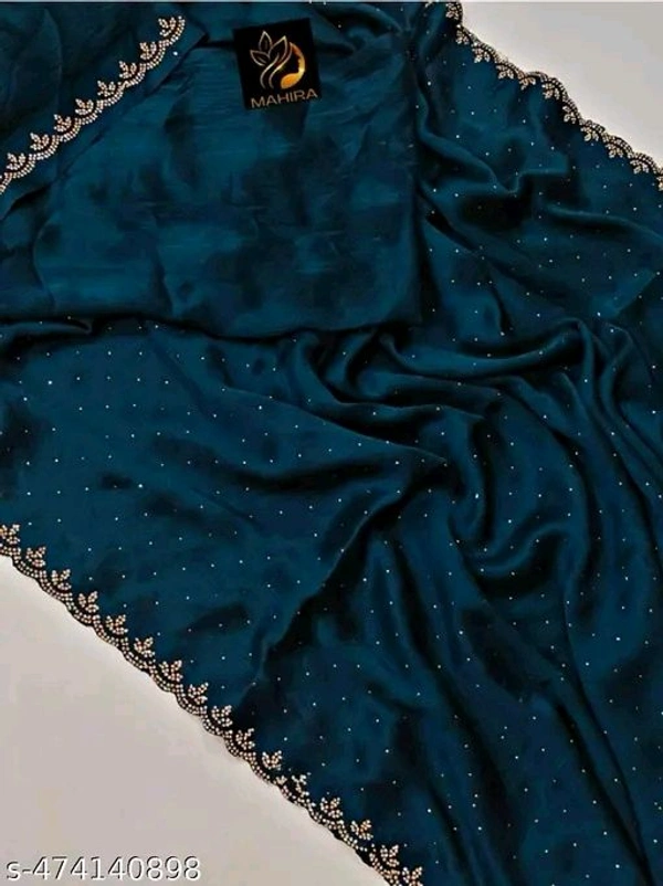 new design fancy saree with swarovski diamond (hotfix diamond )work party wear & fastive wear saree With hot fix Blouse
