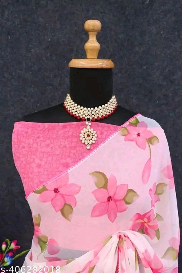FLOWER DESIGNER SAREE
Name: FLOWER DESIGNER SAREE
Saree Fabric: Chiffon
Blouse: Running Blouse
Blouse Fabric: Georgette
 - FREE SIZE