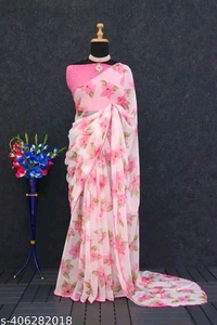 FLOWER DESIGNER SAREE
Name: FLOWER DESIGNER SAREE
Saree Fabric: Chiffon
Blouse: Running Blouse
Blouse Fabric: Georgette
 - FREE SIZE