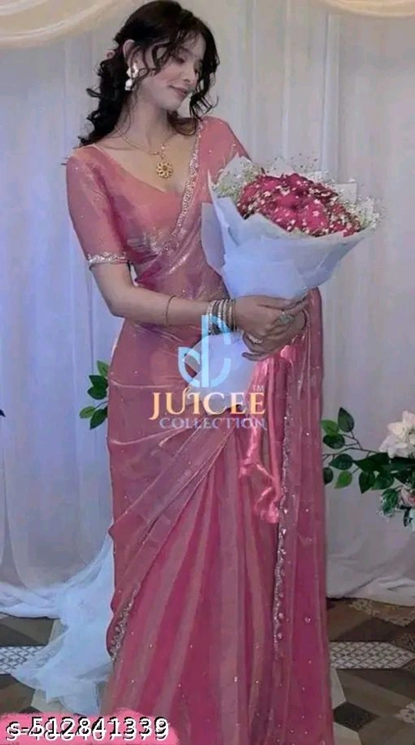 jimmy chu organza sarees designer organja sarees party wear stone saree new collection stone work sarees stone wala - Free size
