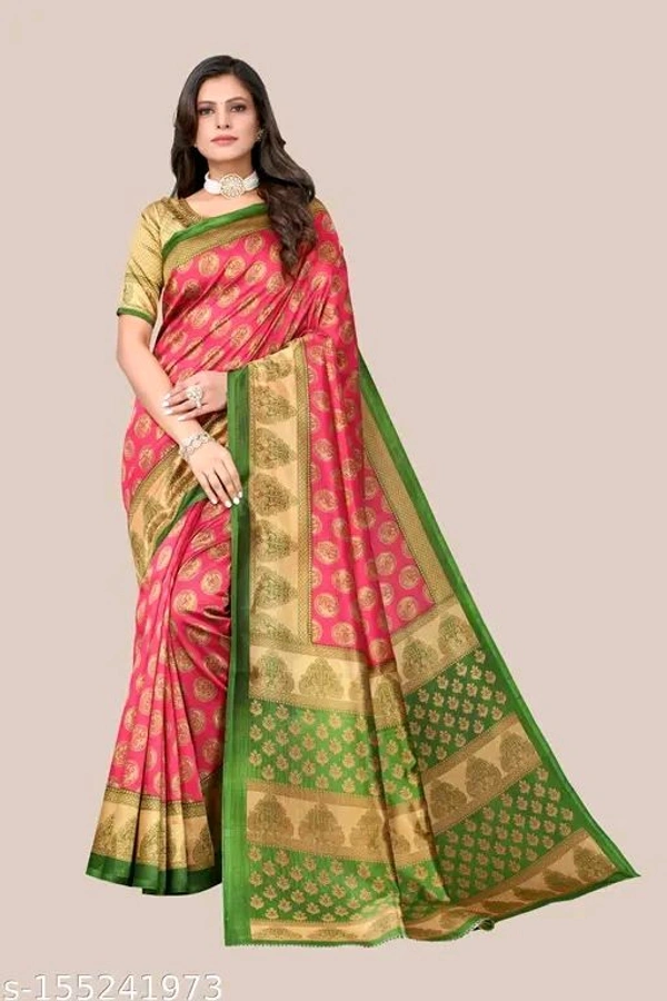 Women's Art Silk Kamamkari Printed Saree with Blouse Piece  
Name: Women's Art Silk Kamamkari Printed Saree with Blouse Piece  
Saree Fabric: Art Silk
Blouse: Running Blouse
Blouse Fabric: Art Silk
Pattern: Zari Woven
Blouse Pattern: Same as Border
Net Quantity (N): Single
Saree Fabric: Art Silk Blouse: Separate